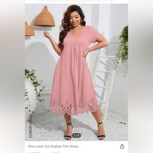 Lot of 2 SHEIN Mulvari Laser Cut Scallop Trim Fold Pleated Dress NWT Sizes XL